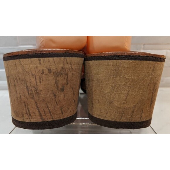 Women's NIKE Brown Leather Wedge Heel Flip-Flop Summer Beachy Sandals SZ 9 - Picture 4 of 8